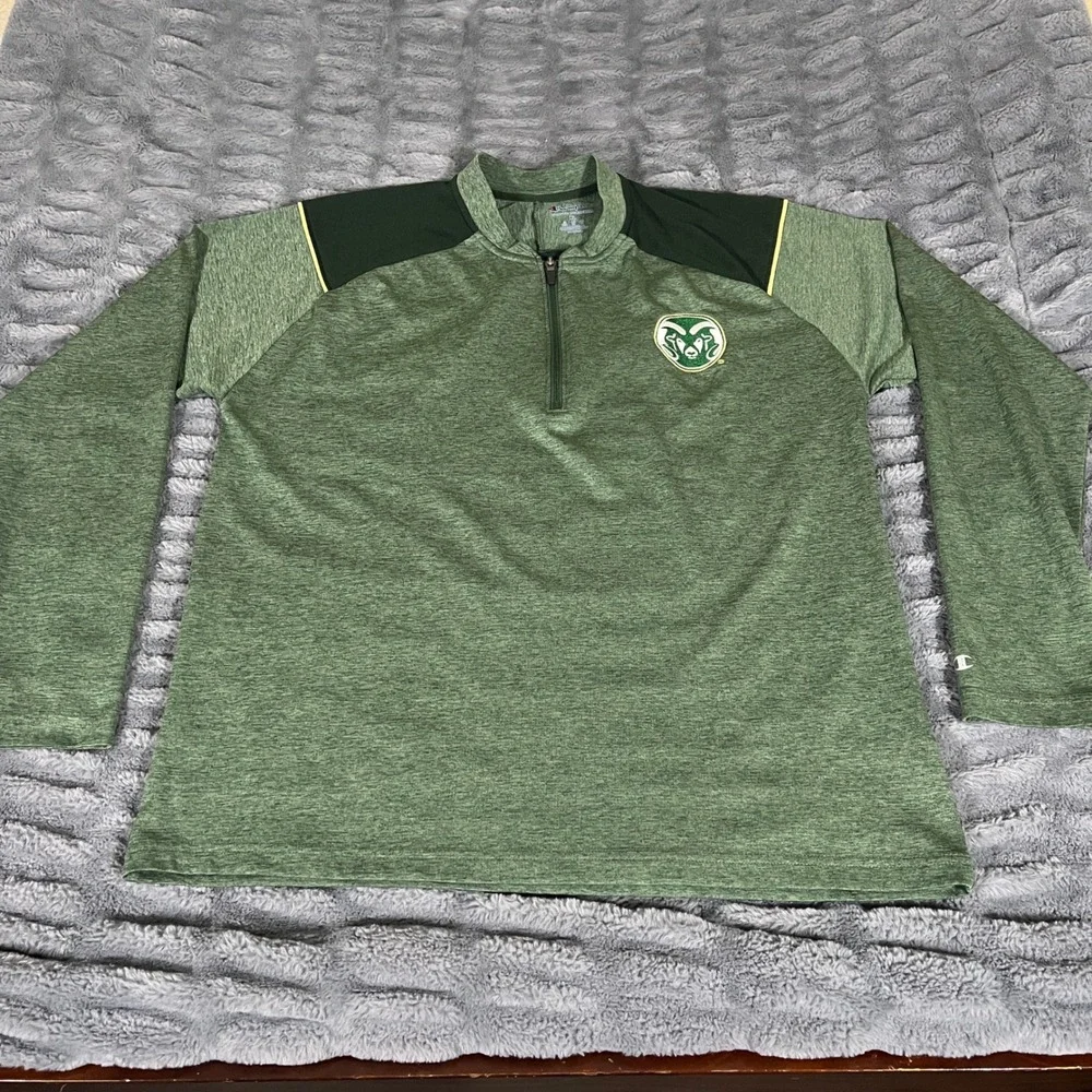 Champion Colorado State Rams 1/4‎ Zip Pullover Mens XL Green Heathered AP369